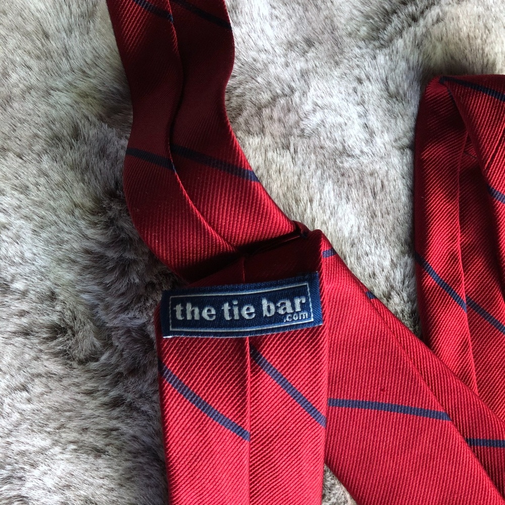 2x Tie Bar Delta Stripe Ties, super skinny, silk - Picture 5 of 15
